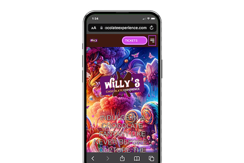 Screenshot of willyschocolateexperience.com