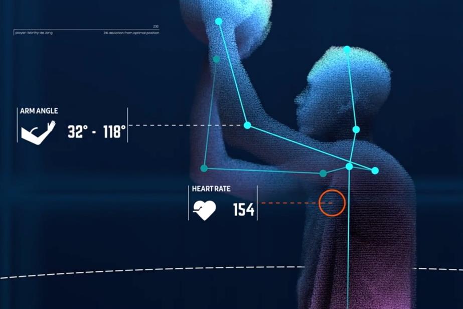 Scan of someone's body playing basketball